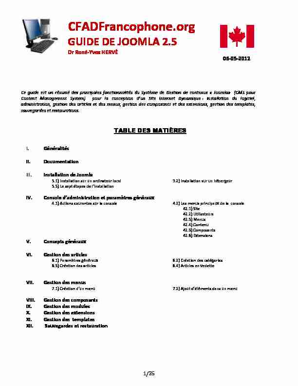 [PDF] CFADFrancophoneorg - GUIDE DE JOOMLA 25