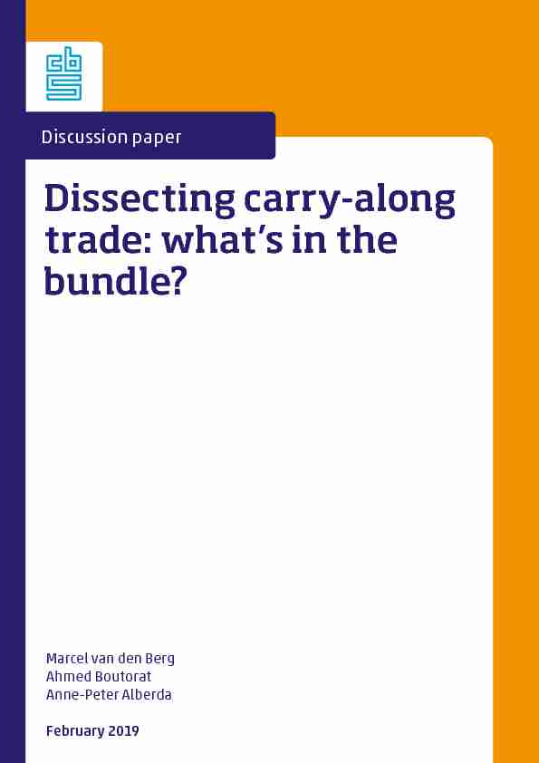 Discussion paper - Dissecting carry-along trade: whats in the bundle?