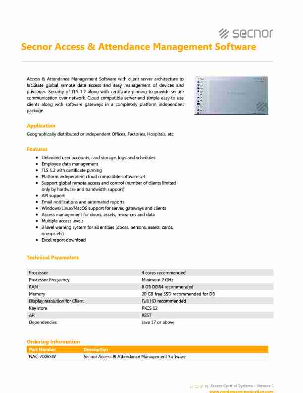 Secnor Access & Attendance Management Software