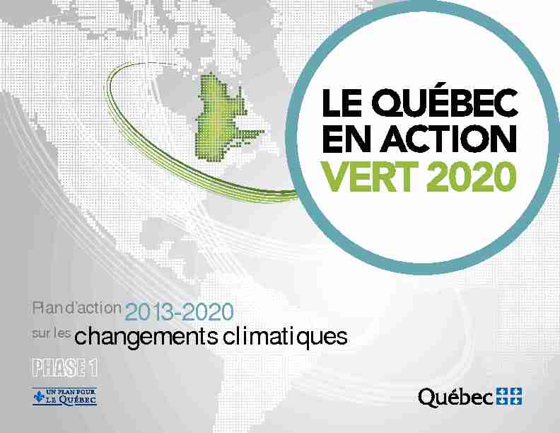 Plan daction 2013-2020 sur les changements climatiques