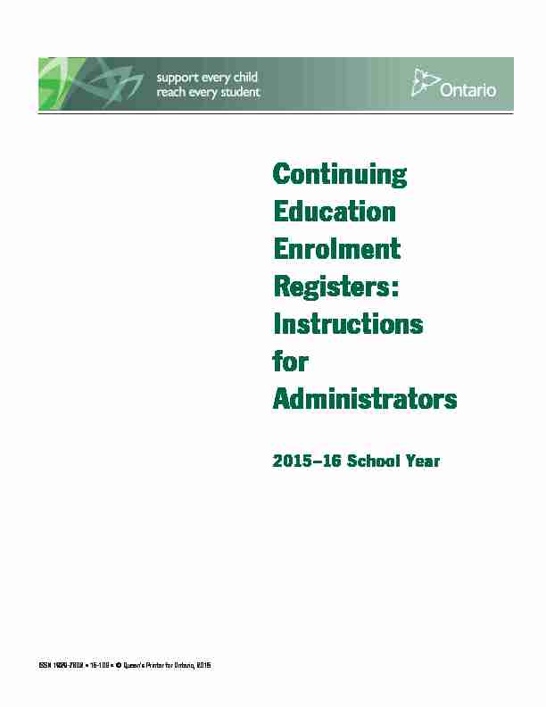 Continuing Education Enrolment Registers: Instructions for