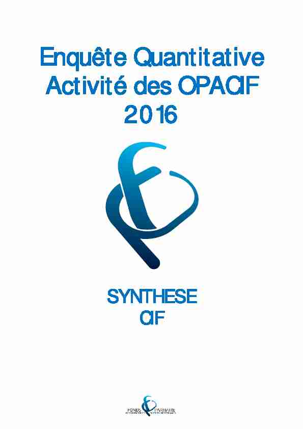 Enquête Quantitative Activité des OPACIF 2016