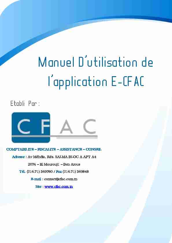 Manuel D’utilisation de l’application E-CFAC