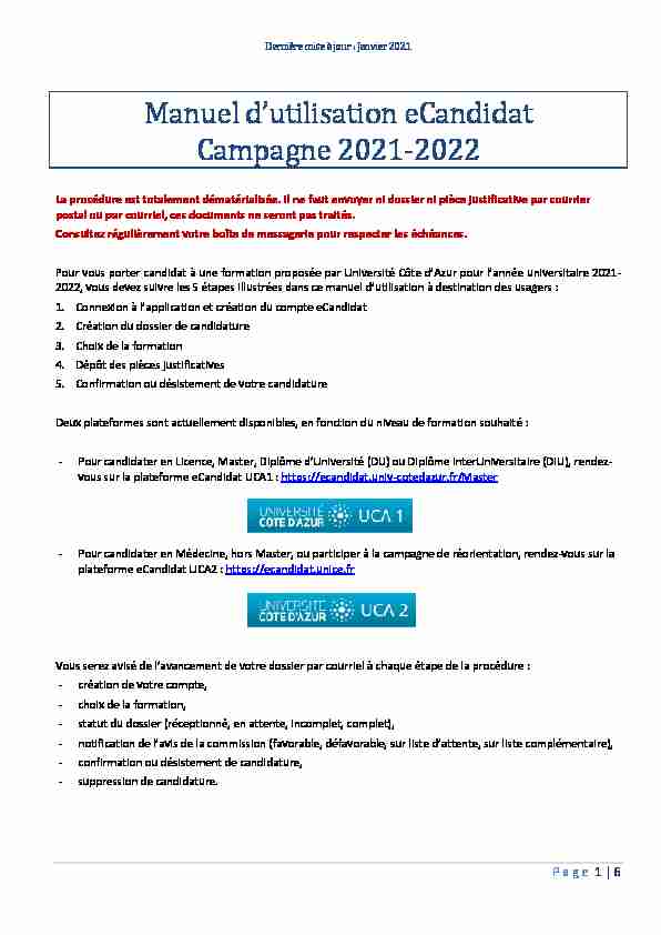Manuel dutilisation eCandidat Campagne 2021-2022