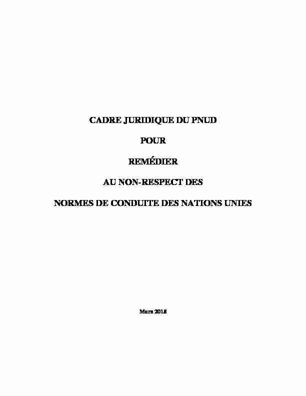 [PDF] CADRE JURIDIQUE DU PNUD POUR REMÉDIER AU NON  - UNDP