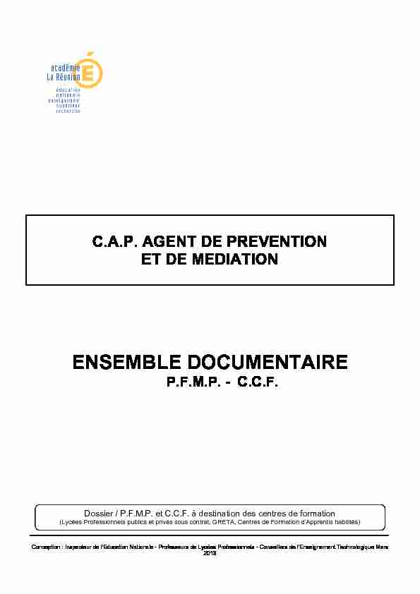 ensemble documentaire CAP Agent de Prévention et de Médiation