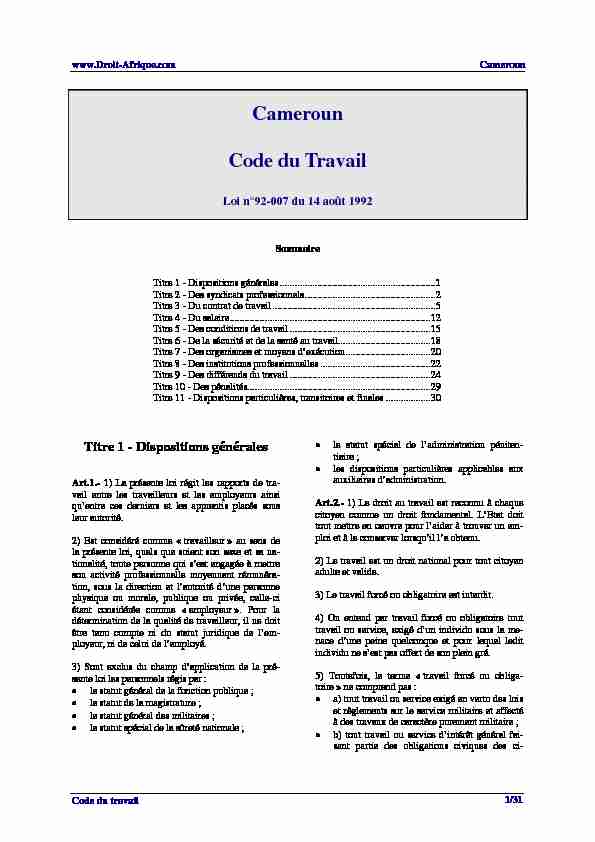 Cameroun - Code du travail.pdf