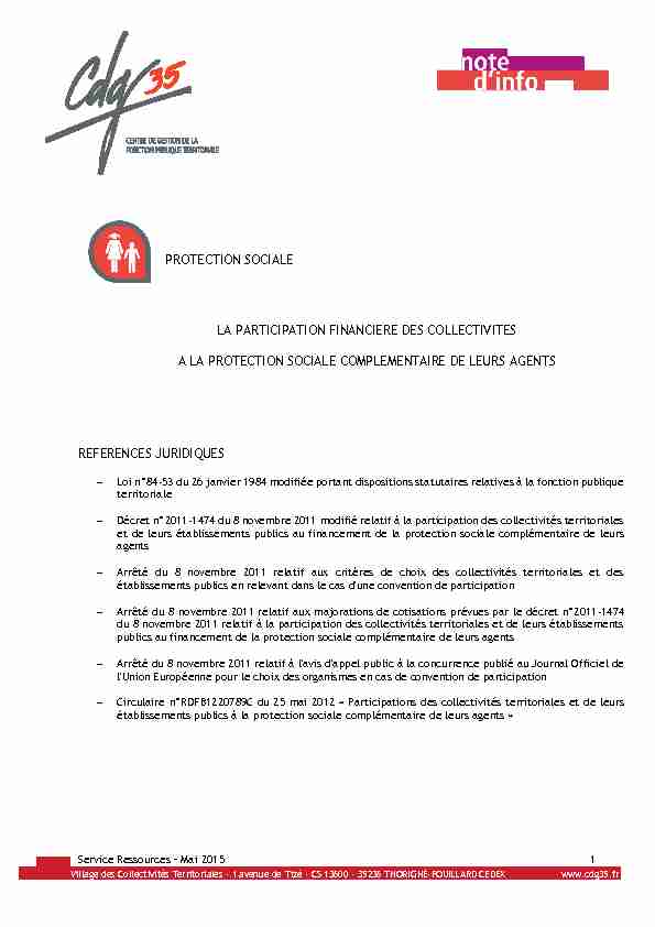 [PDF] LA PARTICIPATION FINANCIERE DES COLLECTIVITES  - CDG 35
