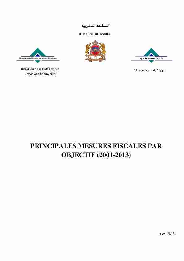 PRINCIPALES MESURES FISCALES PAR OBJECTIF (2001-2013)