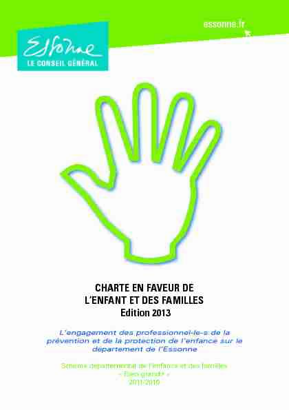CHARTE EN FAVEUR DE L’ENFANT ET DES FAMILLES Edition 2013