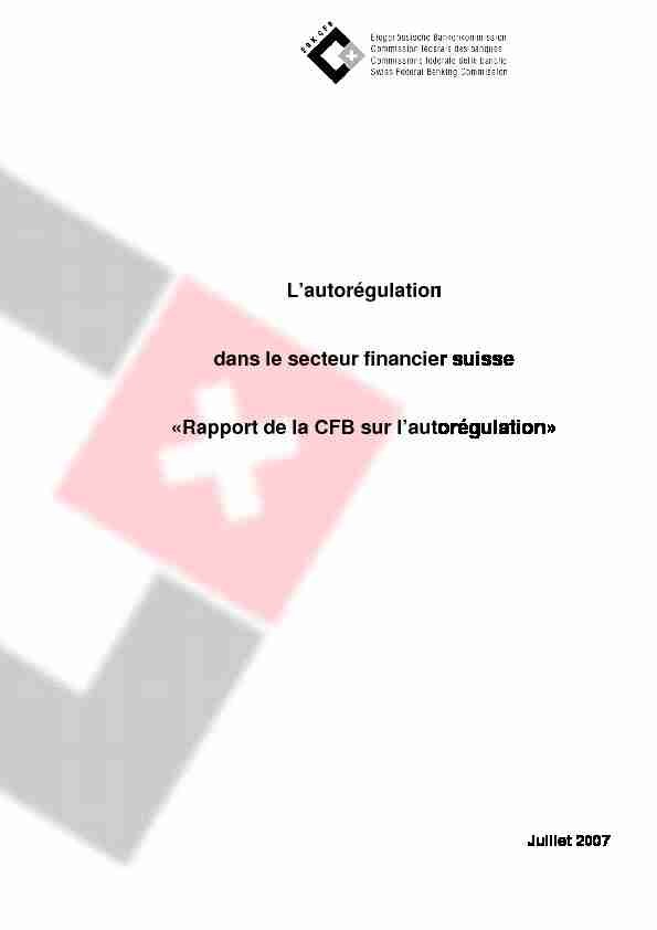 Lautorégulation dans le secteur financier suisse «Rapport de la