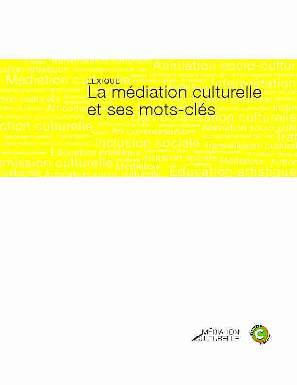 [PDF] La médiation culturelle et ses mots-clés - Culture pour tous