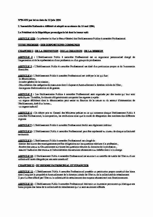 12 juin 1996 - loi N°96-030 portant création de lOffice Malien de l