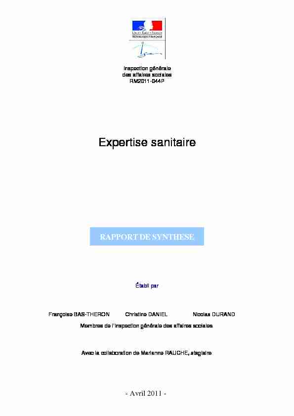 [PDF] Expertise sanitaire - Ministère des Solidarités et de la Santé