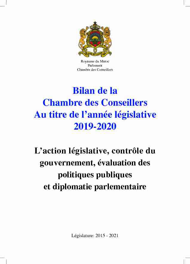 [PDF] Bilan de la Chambre des Conseillers Au titre de lannée législative
