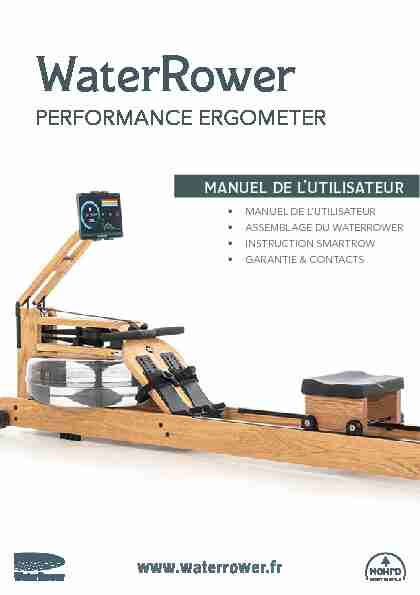 Manuel Utilisateur WaterRower Performance Erg