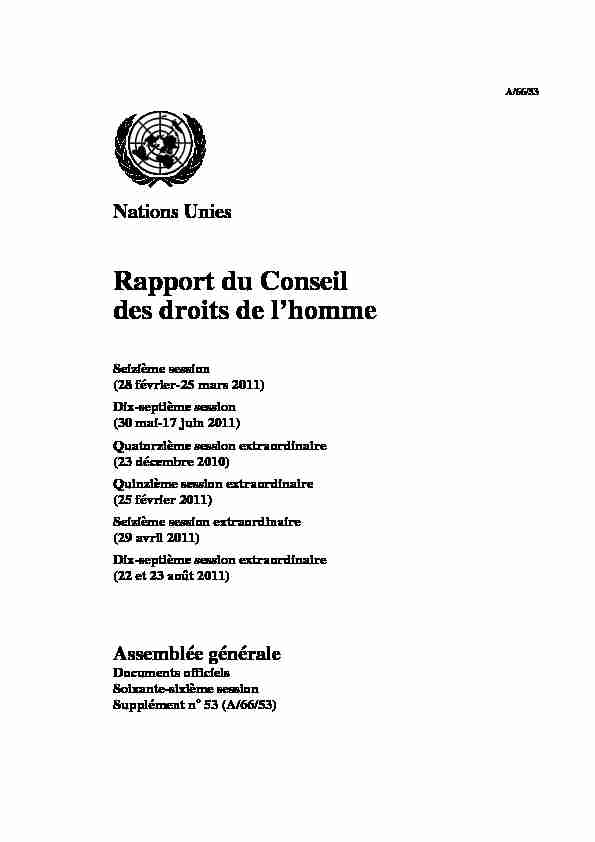 Rapport du Conseil des droits de lhomme