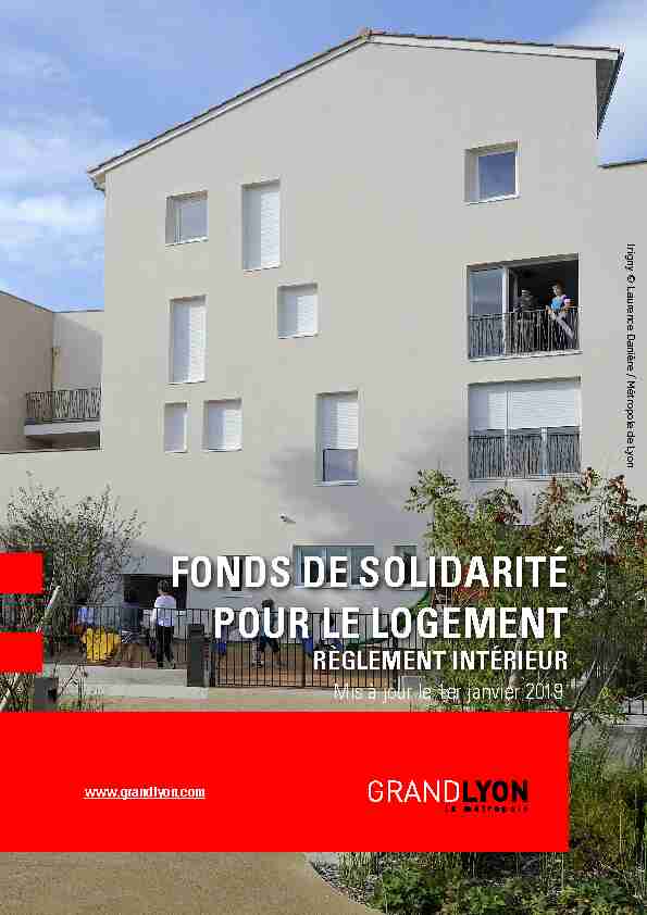 [PDF] Règlement du fonds de solidarité pour le logement - Grand Lyon