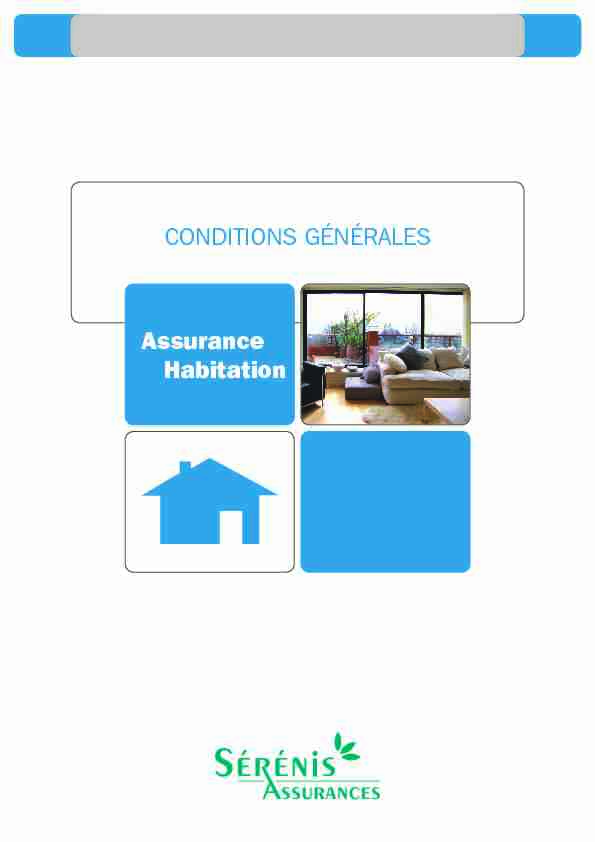 Assurance Habitation CONDITIONS GÉNÉRALES