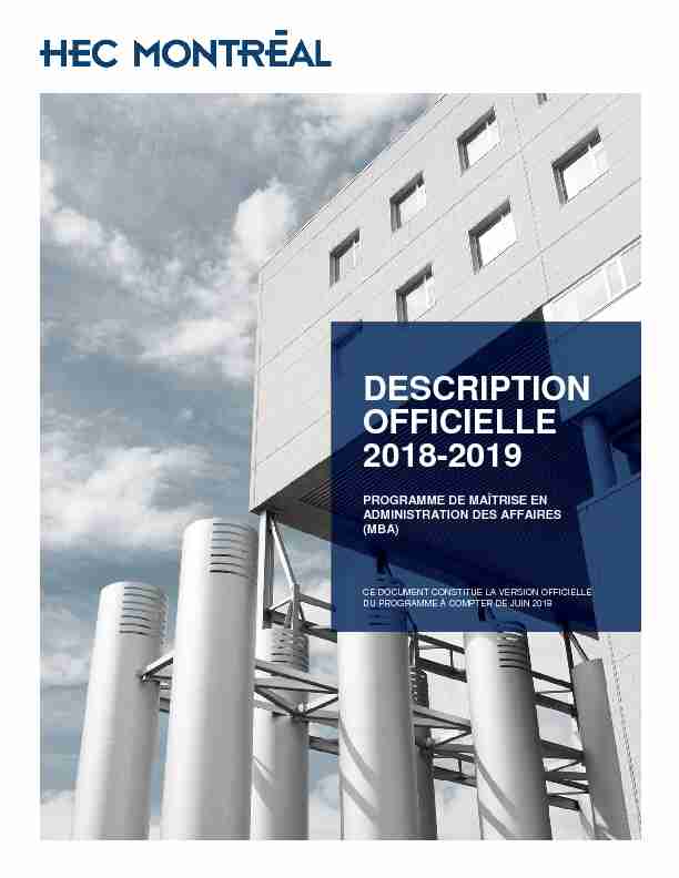 DESCRIPTION OFFICIELLE 2018-2019 - École de gestion