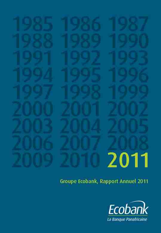Groupe Ecobank Rapport Annuel 2011