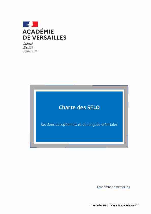 Académie de Versailles CHARTE DES SECTIONS EUROPEENNES
