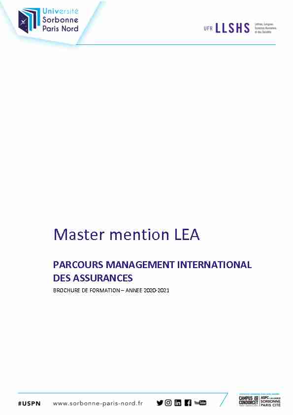 Master mention LEA - UFR LLSHS : Lettres, Langues, Sciences