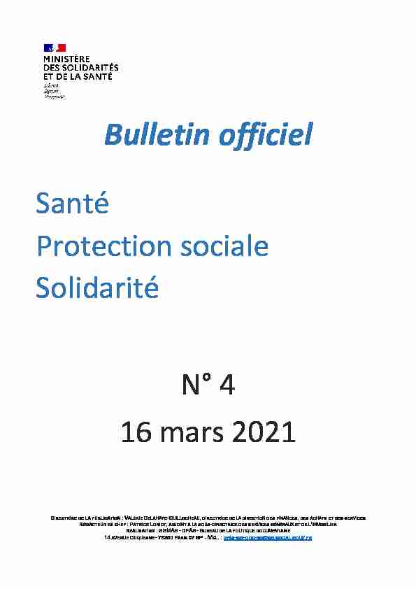 Bulletin officiel Santé - Protection sociale - Solidarité n° 2021/4 du