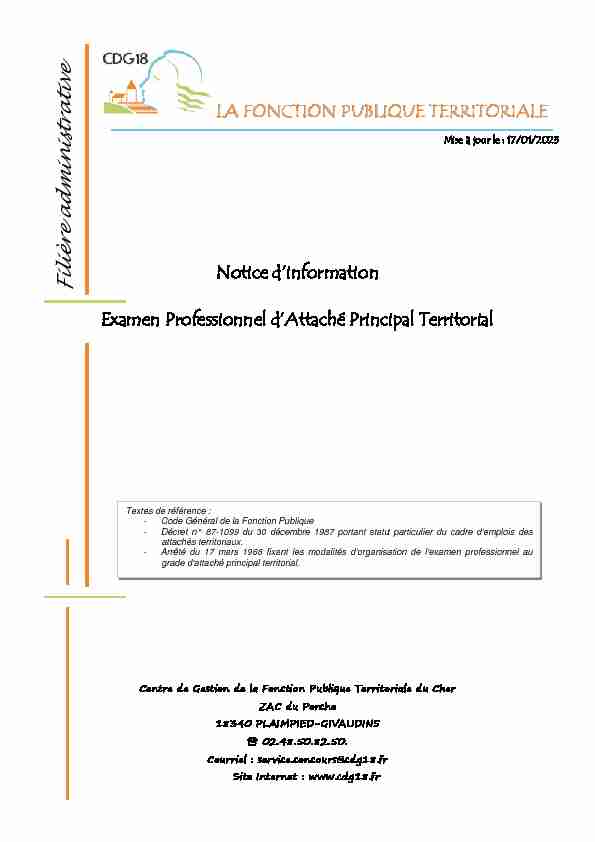 [PDF] Examen professionnel - Attache Principal - CDG18