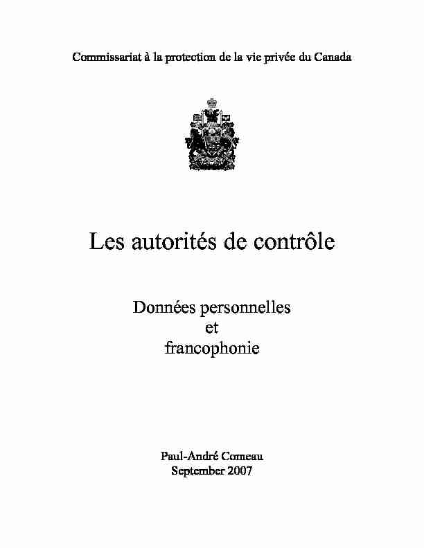 Les autorités de contrôle - Données personnelles et francophonie
