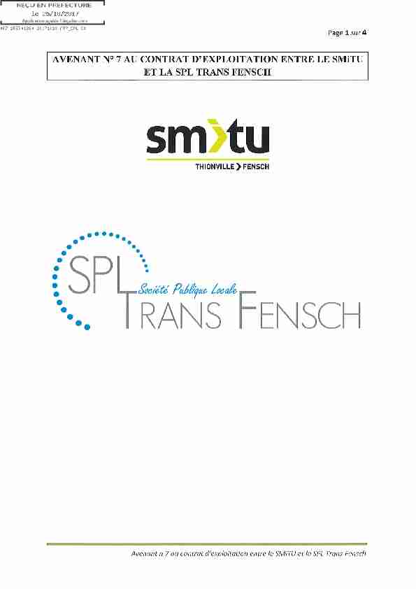 Avenant n 7 au contrat dexploitation entre le SMITU et la SPL Trans