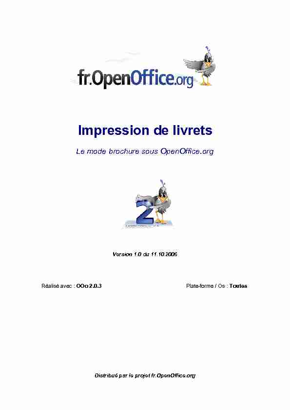 Impression de livrets - Le mode brochure sous OpenOffice.org