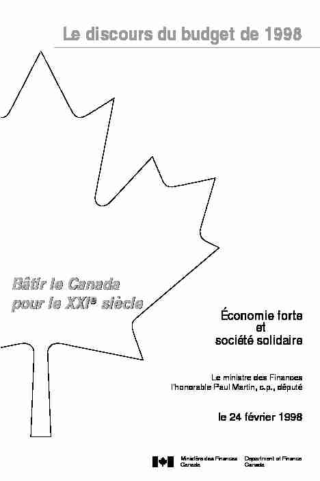 [PDF] LE DISCOURS DU BUDGET DE 1999, le 16  - Radio-Canadaca