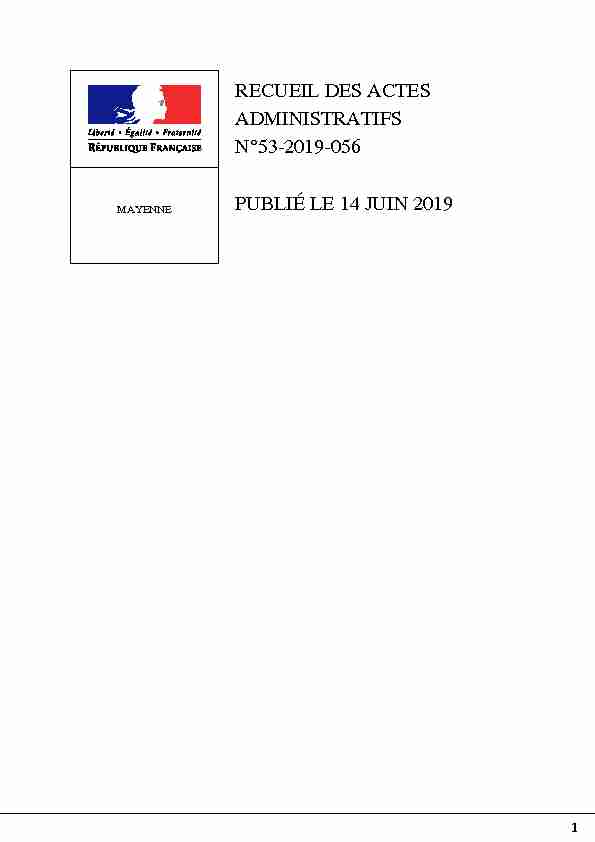 RECUEIL DES ACTES ADMINISTRATIFS N°53-2019-056 PUBLIÉ