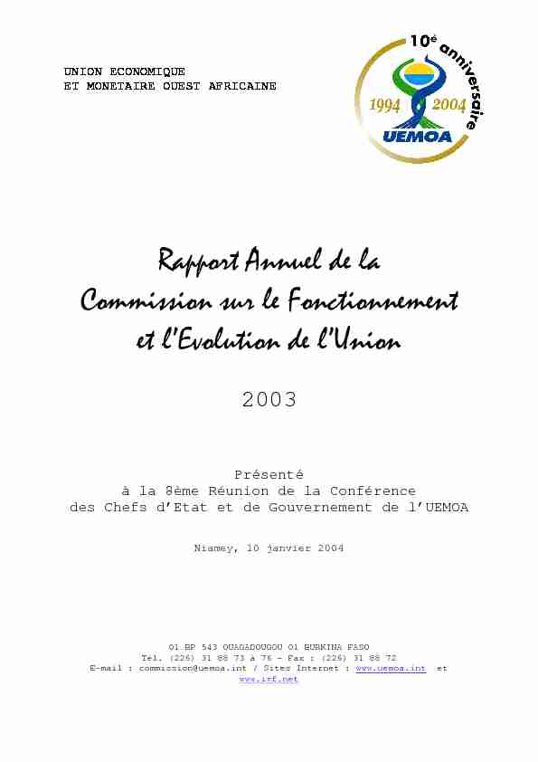 Rapport Annuel de la Com m ission sur le Fonctionnem ent et l