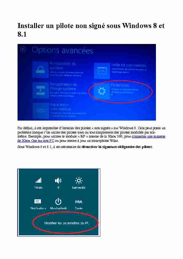 Installer un pilote non signé sous Windows 8 et 8.1