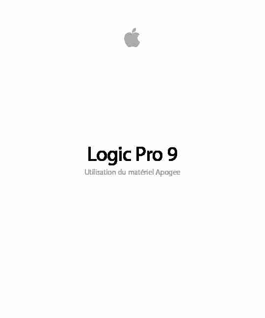 Logic Pro 9 Utilisation du matériel Apogee