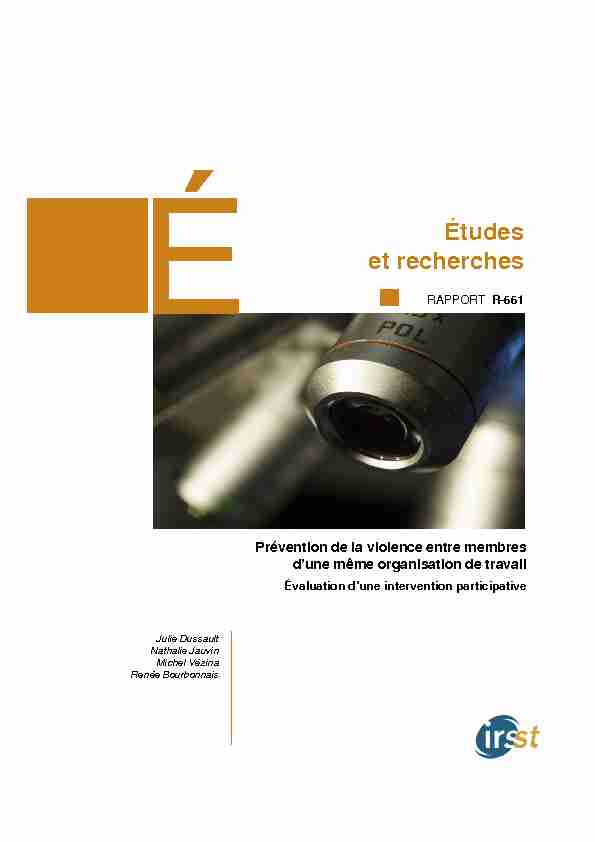 [PDF] Prévention de la violence entre membres dune même  - IRSST