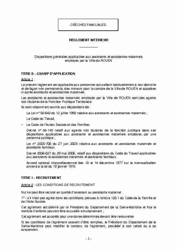 RÈGLEMENT INTÉRIEUR TITRE 0 CHAMP D’APPLICATION - Rouen
