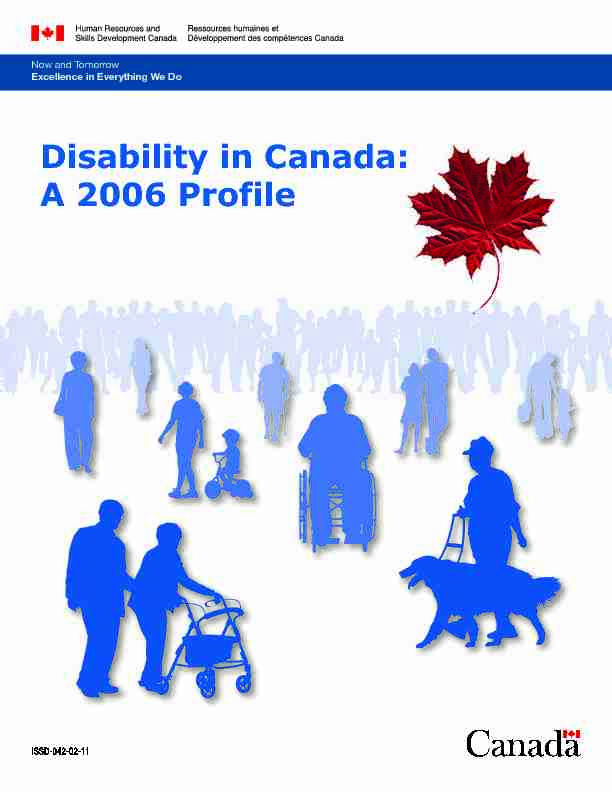 Disability in Canada: A 2006 Profile