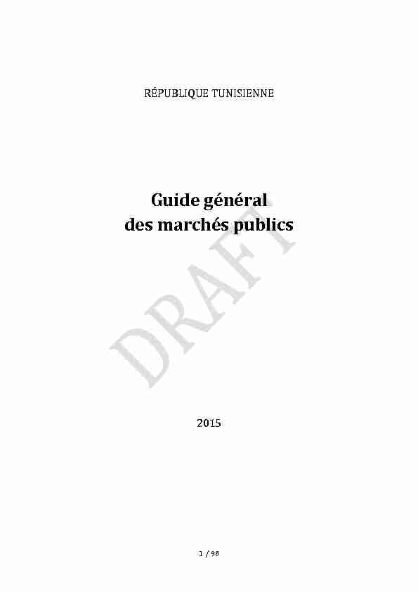 Guide général des marchés publics