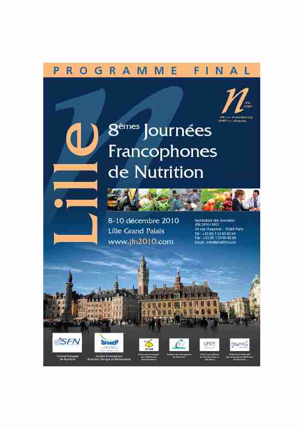 8èmes Journées Francophones de Nutrition