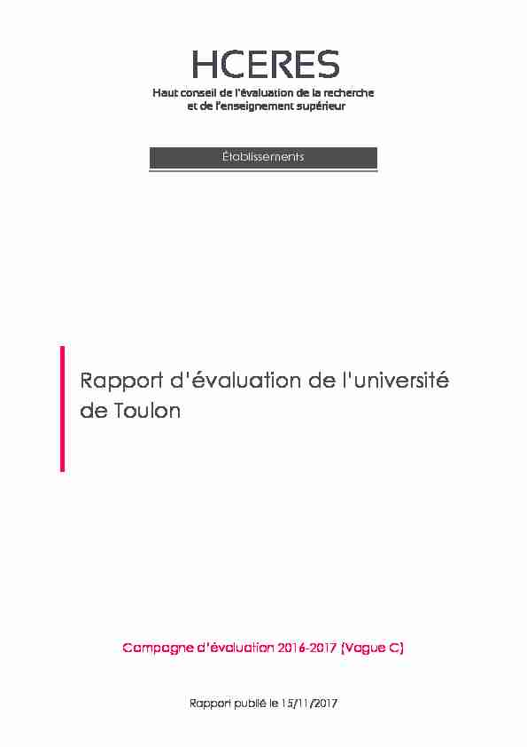 [PDF] Rapport dévaluation de luniversité de Toulon