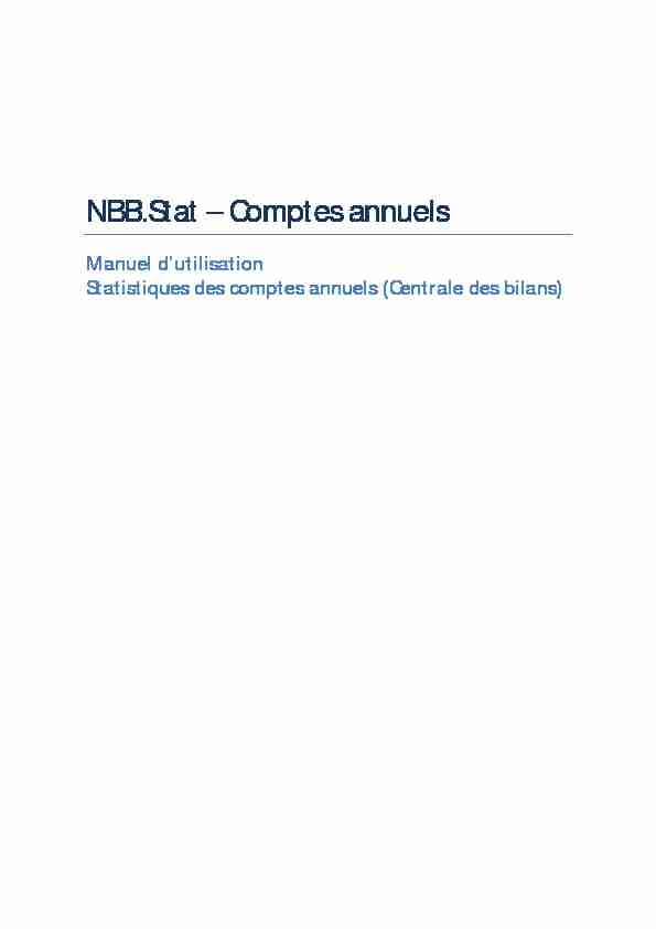 NBBStat – Comptes annuels - Banque nationale de Belgique