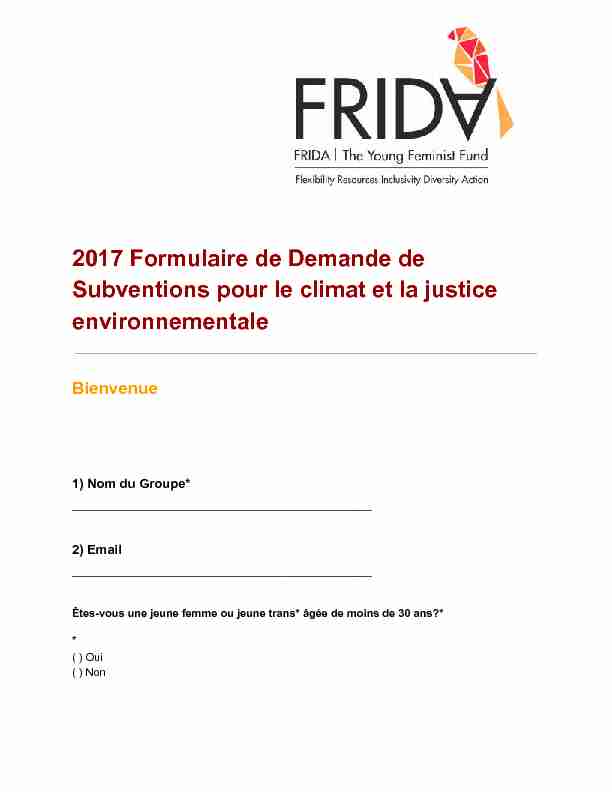 [PDF] 2017 Formulaire de Demande de Subventions pour le climat et la