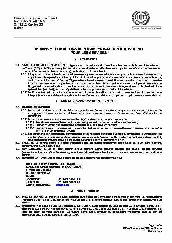 [PDF] TERMES ET CONDITIONS APPLICABLES AUX CONTRATS  - ILO