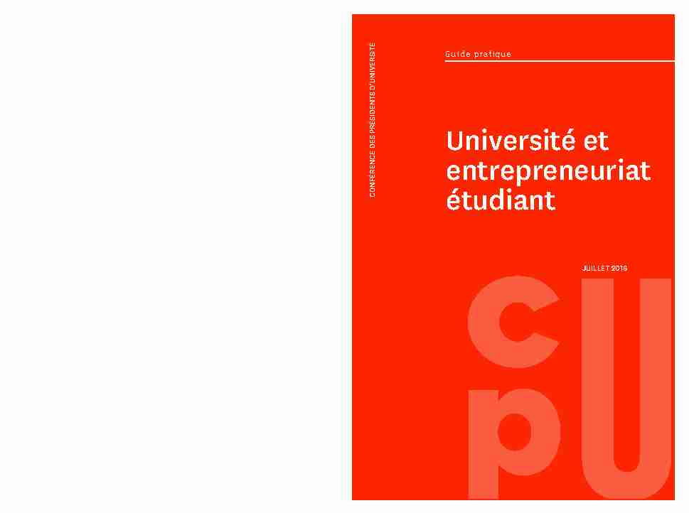 [PDF] Université et entrepreneuriat étudiant - Conférence des présidents d