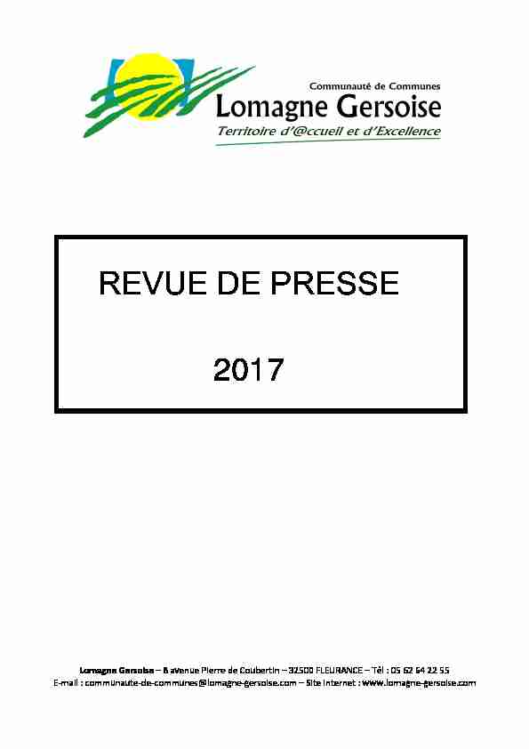 [PDF] REVUE DE PRESSE 2017 - Communauté de Communes de la