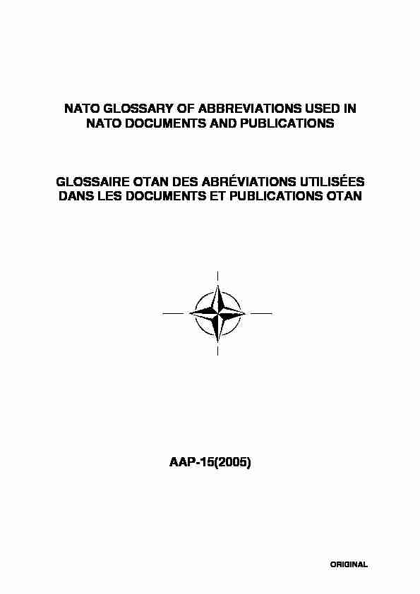 NATO GLOSSARY OF ABBREVIATIONS USED IN NATO
