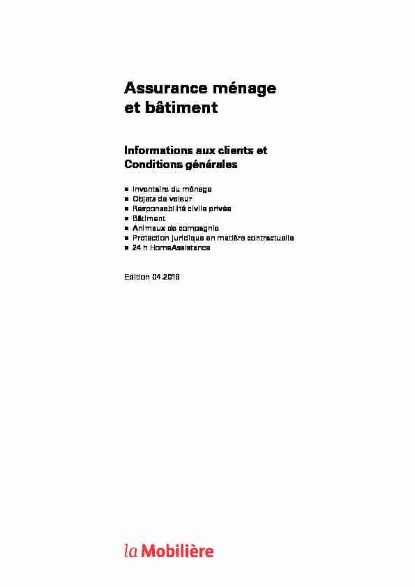 [PDF] Assurance ménage et bâtiment - la Mobilière